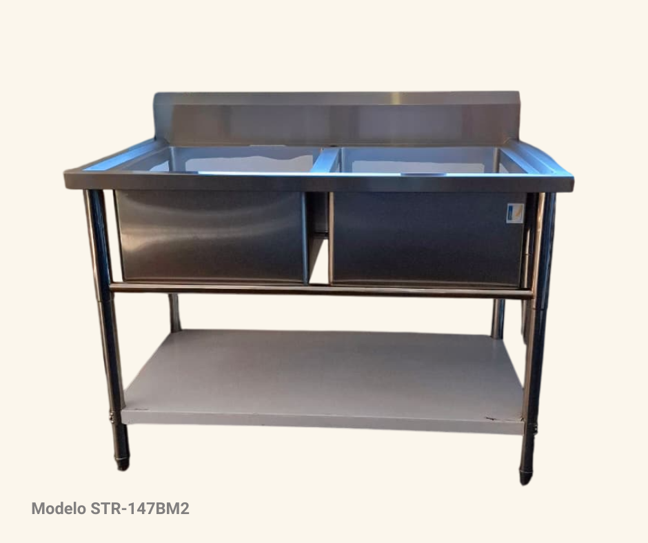 Lavadero de acero inoxidable con 2 pozos