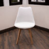 Silla Tulip de plástico color blanco con pata de madera de haya